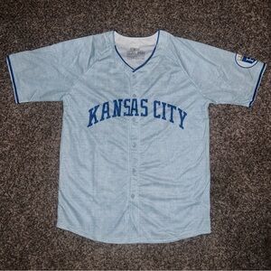 Kansas City Light Blue Baseball Jersey with Blue Lettering